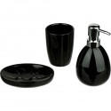 JUEGO DE BAÑO 3 PIEZAS NEGRO: DISPENSADOR JABON, VASO Y JABONERA