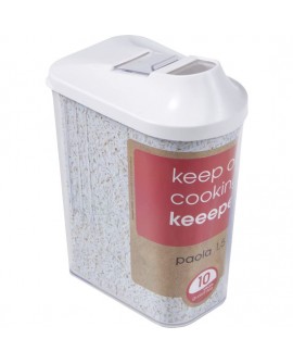 DISPENSADOR DE CEREALES, PE/PS, BLANCO, 11.5 X 7 X 21 CM