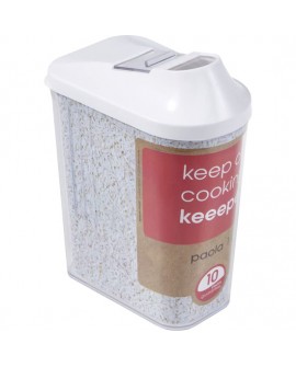 DISPENSADOR DE CEREALES, PE/PS, BLANCO, 11 X 6.5 X 19 CM