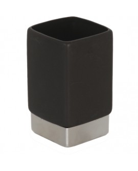 VASO CERAMICA NEGRA E INOX "NHALE"