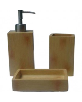 DECORACIÓN PARA BAÑO: LOTE DE 3 PIEZAS PARA LAVABO - EN MARRÓN/MADERA.