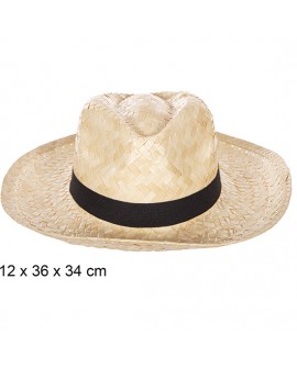 SOMBRERO PAJA CLASSIC BLANCO CON CINTA NEGRA