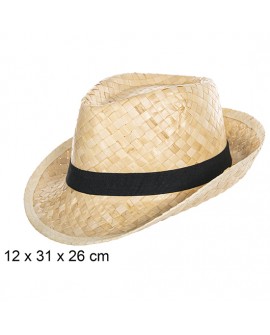 SOMBRERO PAJA BORSALINO BLANCO CON CINTA NEGRA