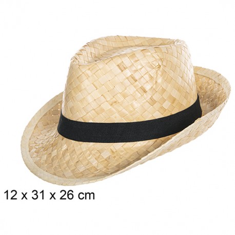 SOMBRERO PAJA BORSALINO BLANCO CON CINTA NEGRA