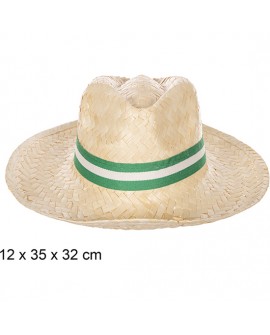 SOMBRERO PAJA BASIC BLANCO CON CINTA ANDALUCIA