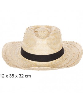 SOMBRERO PAJA BASIC BLANCO CON CINTA NEGRA