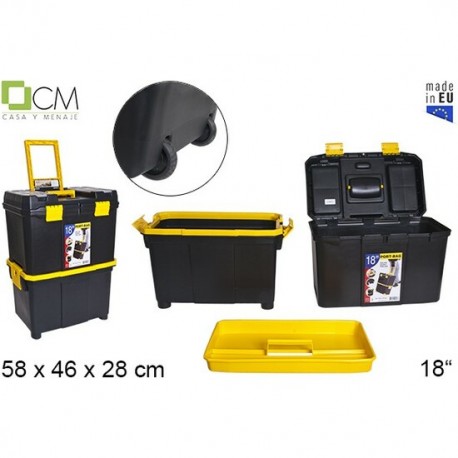 CAJA PLASTICO HERRAMIENTAS DOBLE CON CARRO 18